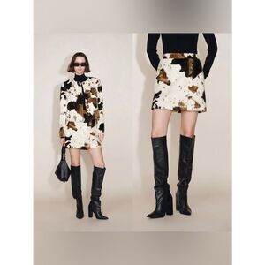 NEW FABRIQUE Mane Cow Print Mini Skirt in Faux Horse Fur